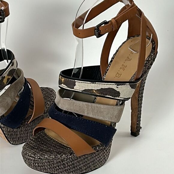 Lamb High Heel Sandal Animal Print Size 8 platform leather Gwen Stefani - Picture 2 of 8